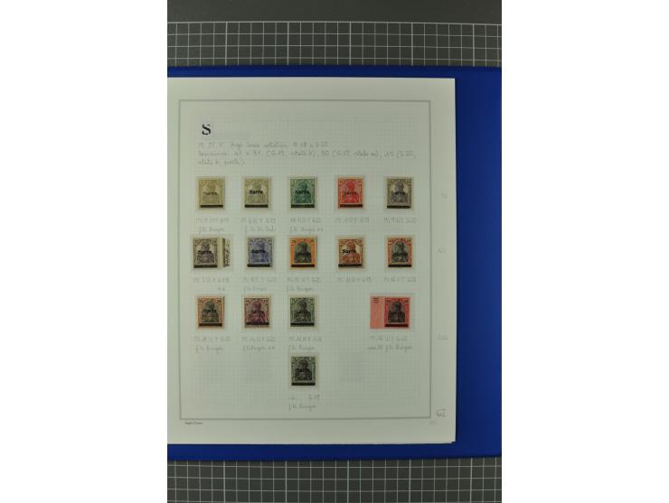 1920, "Sarre" auf Germania, postfrische, ungebrauchte und gestempelte, stark spezialisierte Sammlung mit u.a. Mi.-Nr. 1II, 1I