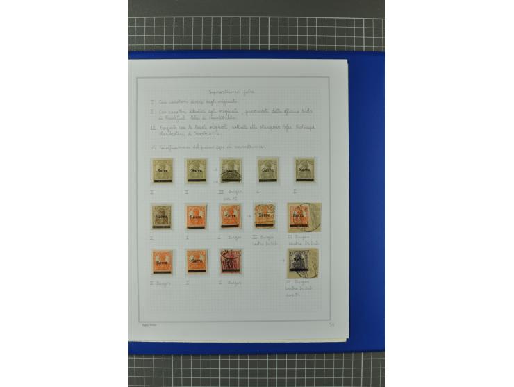 1920, "Sarre" auf Germania, postfrische, ungebrauchte und gestempelte, stark spezialisierte Sammlung mit u.a. Mi.-Nr. 1II, 1I