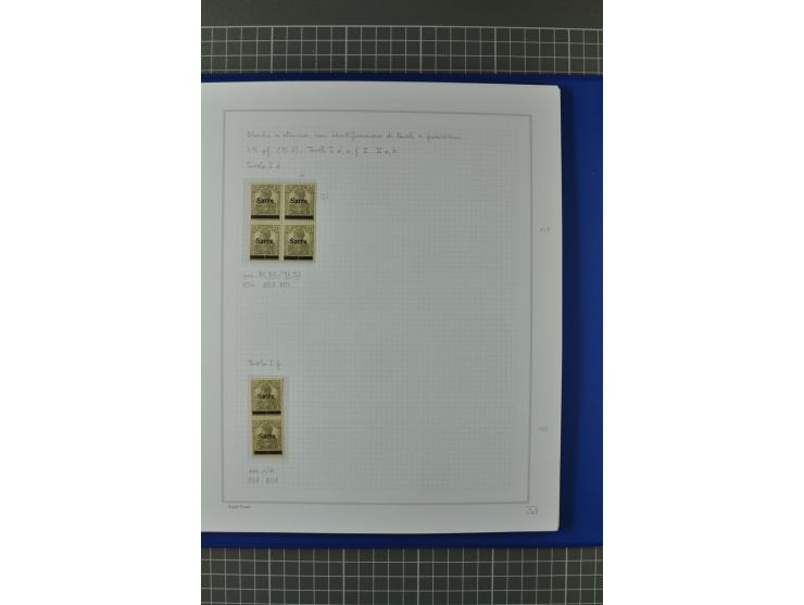 1920, "Sarre" auf Germania, postfrische, ungebrauchte und gestempelte, stark spezialisierte Sammlung mit u.a. Mi.-Nr. 1II, 1I