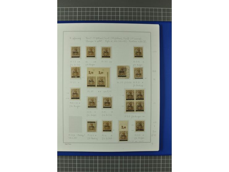 1920, "Sarre" auf Germania, postfrische, ungebrauchte und gestempelte, stark spezialisierte Sammlung mit u.a. Mi.-Nr. 1II, 1I