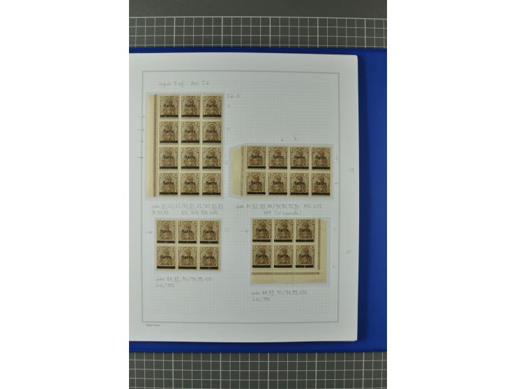 1920, "Sarre" auf Germania, postfrische, ungebrauchte und gestempelte, stark spezialisierte Sammlung mit u.a. Mi.-Nr. 1II, 1I