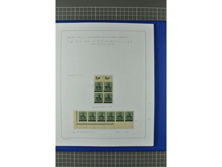 1920, "Sarre" auf Germania, postfrische, ungebrauchte und gestempelte, stark spezialisierte Sammlung mit u.a. Mi.-Nr. 1II, 1I