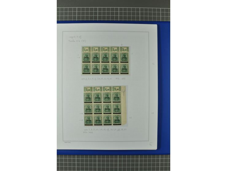 1920, "Sarre" auf Germania, postfrische, ungebrauchte und gestempelte, stark spezialisierte Sammlung mit u.a. Mi.-Nr. 1II, 1I