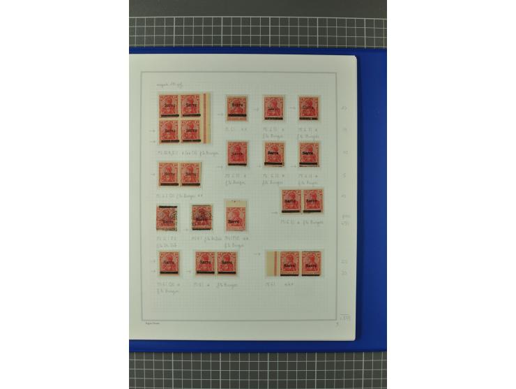 1920, "Sarre" auf Germania, postfrische, ungebrauchte und gestempelte, stark spezialisierte Sammlung mit u.a. Mi.-Nr. 1II, 1I