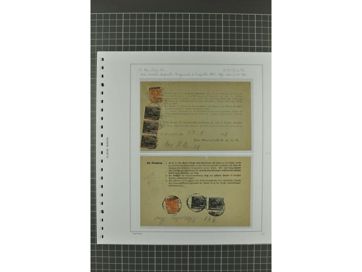 1920/21, 3bändige Sammlung mit ca. 180 Briefen und Karten ab den Armeepostämtern, dabei Mischfrankaturen mit Dt.Reich, Wertbr