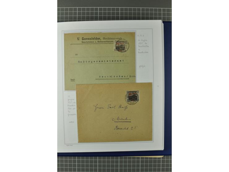 1921/34, Sammlung von über 250 Briefen und Karten in drei Alben, dabei Einzel und Mehrfachfrankaturen, Paketkarten, Wertbrief