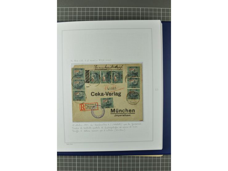 1921/34, Sammlung von über 250 Briefen und Karten in drei Alben, dabei Einzel und Mehrfachfrankaturen, Paketkarten, Wertbrief