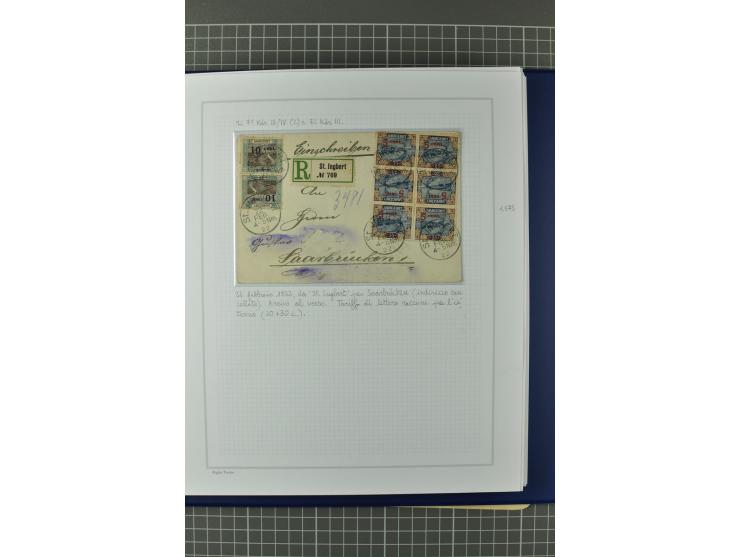 1921/34, Sammlung von über 250 Briefen und Karten in drei Alben, dabei Einzel und Mehrfachfrankaturen, Paketkarten, Wertbrief