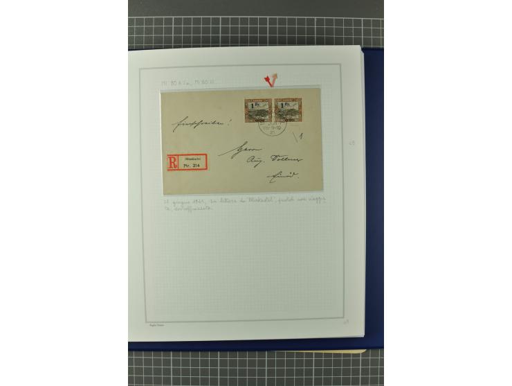 1921/34, Sammlung von über 250 Briefen und Karten in drei Alben, dabei Einzel und Mehrfachfrankaturen, Paketkarten, Wertbrief