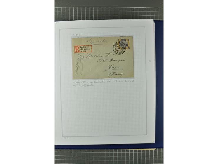 1921/34, Sammlung von über 250 Briefen und Karten in drei Alben, dabei Einzel und Mehrfachfrankaturen, Paketkarten, Wertbrief