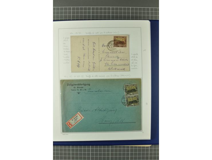 1921/34, Sammlung von über 250 Briefen und Karten in drei Alben, dabei Einzel und Mehrfachfrankaturen, Paketkarten, Wertbrief