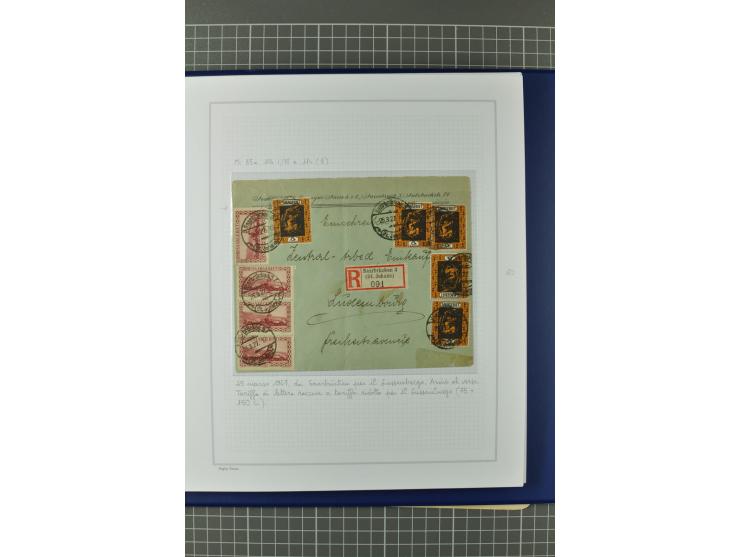 1921/34, Sammlung von über 250 Briefen und Karten in drei Alben, dabei Einzel und Mehrfachfrankaturen, Paketkarten, Wertbrief