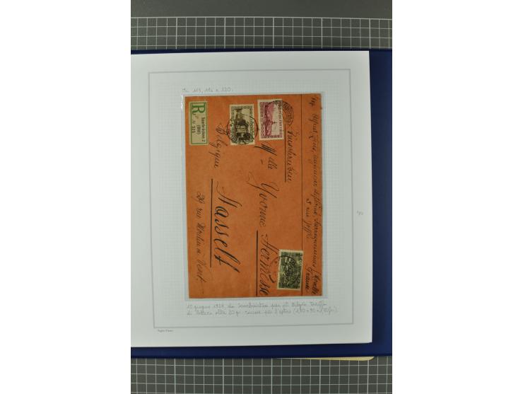 1921/34, Sammlung von über 250 Briefen und Karten in drei Alben, dabei Einzel und Mehrfachfrankaturen, Paketkarten, Wertbrief