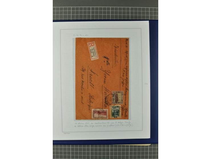 1921/34, Sammlung von über 250 Briefen und Karten in drei Alben, dabei Einzel und Mehrfachfrankaturen, Paketkarten, Wertbrief