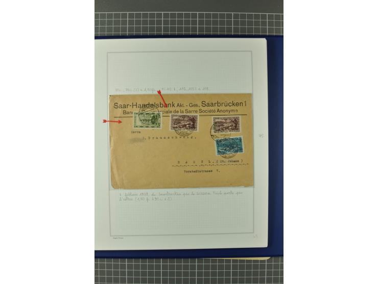 1921/34, Sammlung von über 250 Briefen und Karten in drei Alben, dabei Einzel und Mehrfachfrankaturen, Paketkarten, Wertbrief