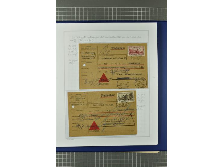 1921/34, Sammlung von über 250 Briefen und Karten in drei Alben, dabei Einzel und Mehrfachfrankaturen, Paketkarten, Wertbrief