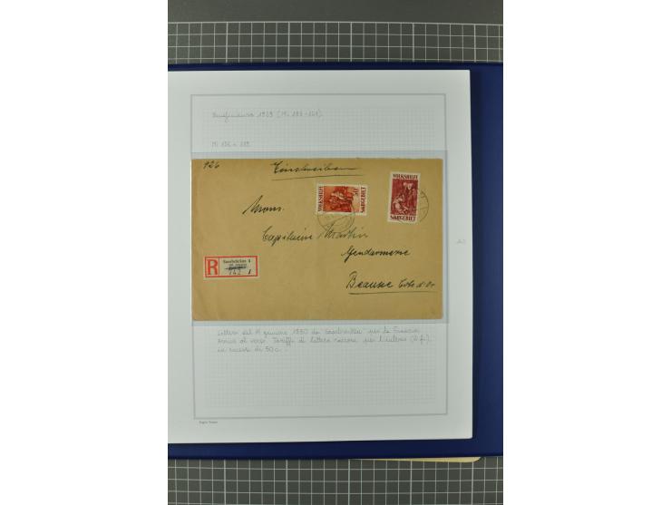 1921/34, Sammlung von über 250 Briefen und Karten in drei Alben, dabei Einzel und Mehrfachfrankaturen, Paketkarten, Wertbrief
