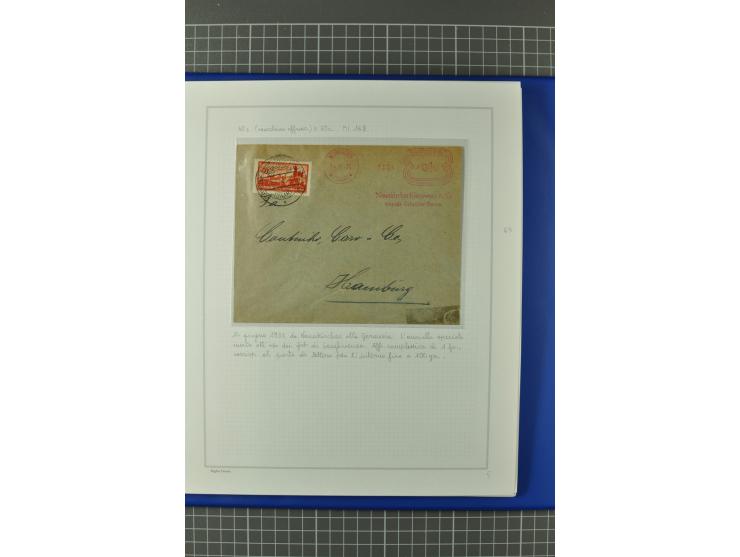1921/34, Sammlung von über 250 Briefen und Karten in drei Alben, dabei Einzel und Mehrfachfrankaturen, Paketkarten, Wertbrief