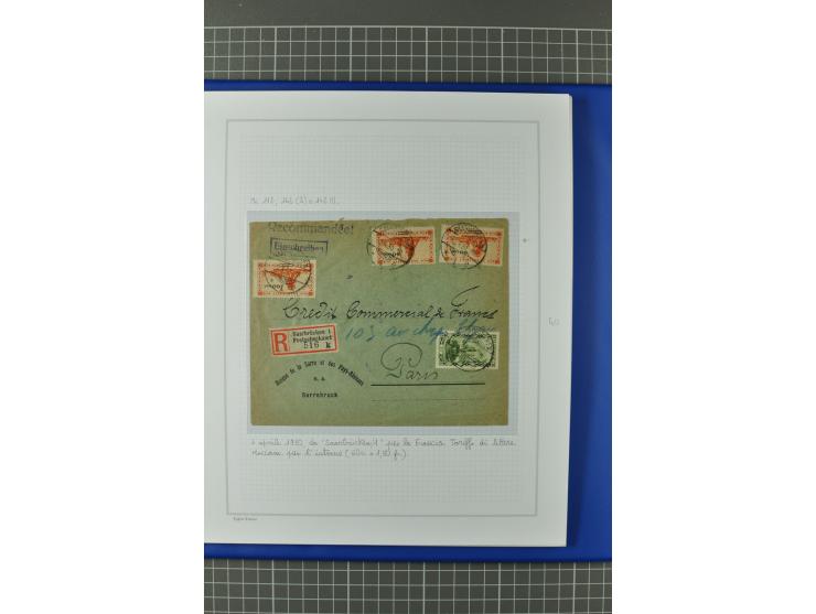 1921/34, Sammlung von über 250 Briefen und Karten in drei Alben, dabei Einzel und Mehrfachfrankaturen, Paketkarten, Wertbrief