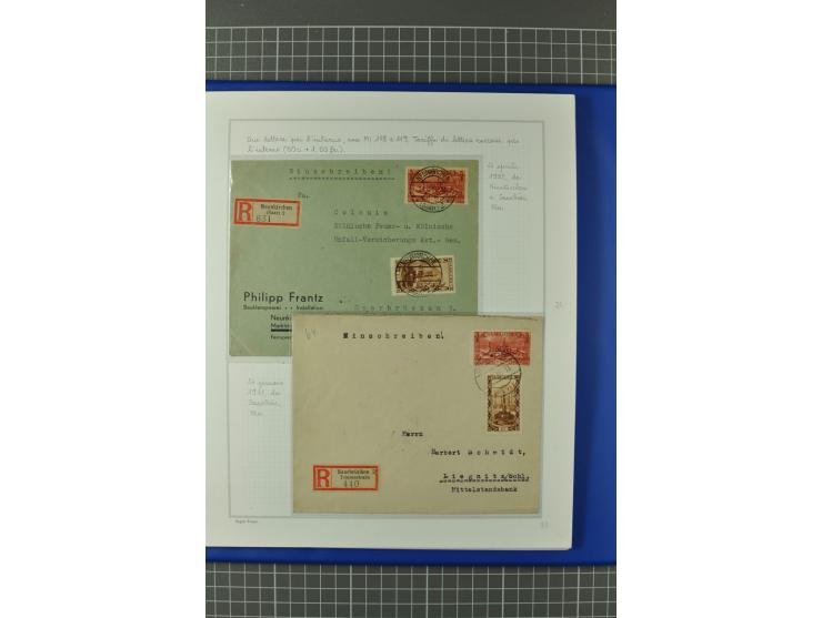 1921/34, Sammlung von über 250 Briefen und Karten in drei Alben, dabei Einzel und Mehrfachfrankaturen, Paketkarten, Wertbrief