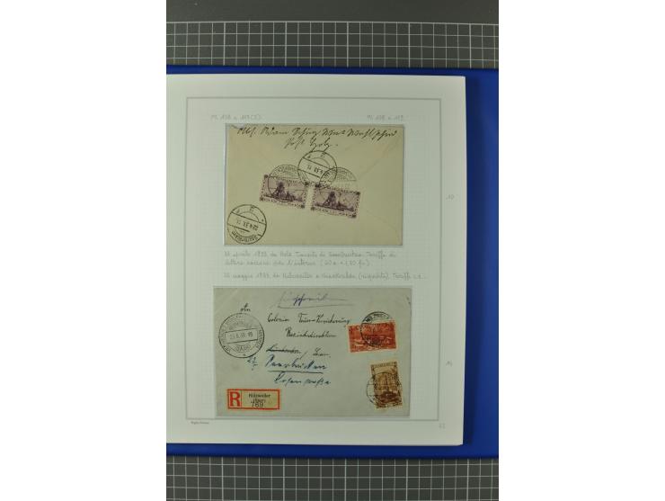 1921/34, Sammlung von über 250 Briefen und Karten in drei Alben, dabei Einzel und Mehrfachfrankaturen, Paketkarten, Wertbrief