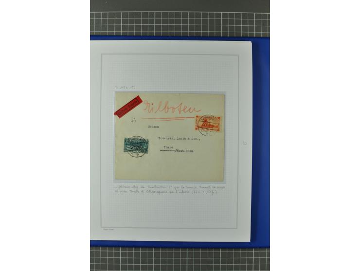 1921/34, Sammlung von über 250 Briefen und Karten in drei Alben, dabei Einzel und Mehrfachfrankaturen, Paketkarten, Wertbrief