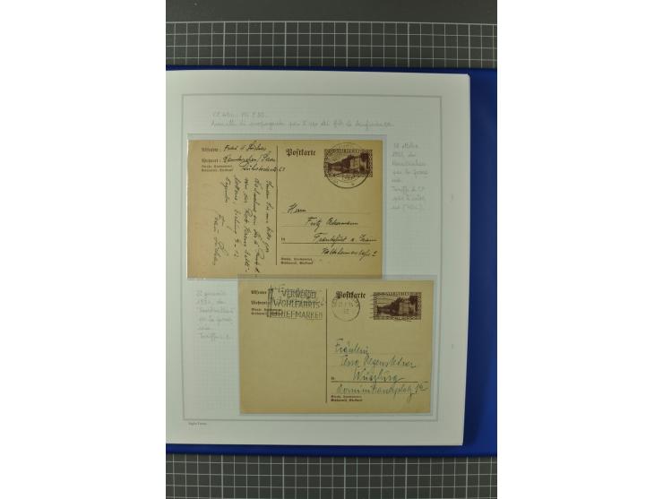 1921/34, Sammlung von über 250 Briefen und Karten in drei Alben, dabei Einzel und Mehrfachfrankaturen, Paketkarten, Wertbrief