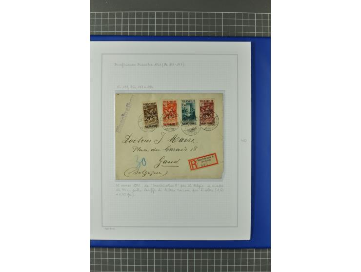 1921/34, Sammlung von über 250 Briefen und Karten in drei Alben, dabei Einzel und Mehrfachfrankaturen, Paketkarten, Wertbrief