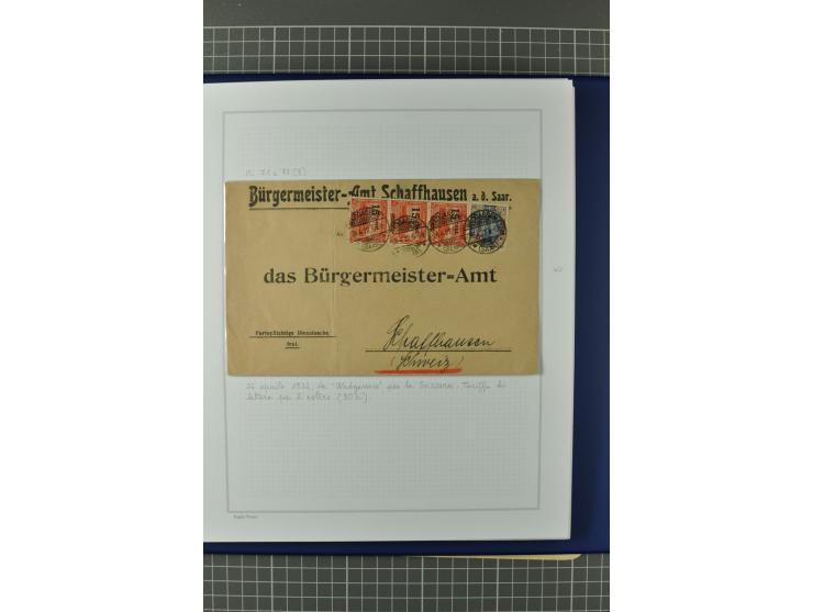 1921/34, Sammlung von über 250 Briefen und Karten in drei Alben, dabei Einzel und Mehrfachfrankaturen, Paketkarten, Wertbrief