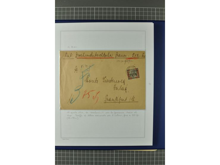 1921/34, Sammlung von über 250 Briefen und Karten in drei Alben, dabei Einzel und Mehrfachfrankaturen, Paketkarten, Wertbrief