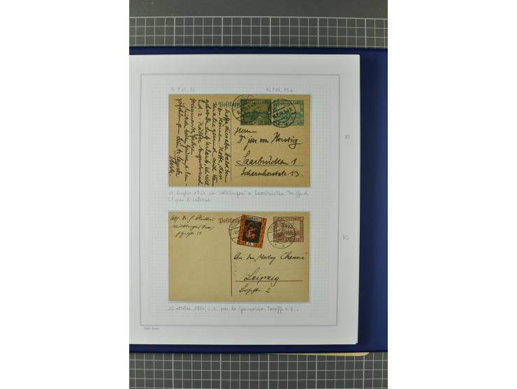 1921/34, Sammlung von über 250 Briefen und Karten in drei Alben, dabei Einzel und Mehrfachfrankaturen, Paketkarten, Wertbrief