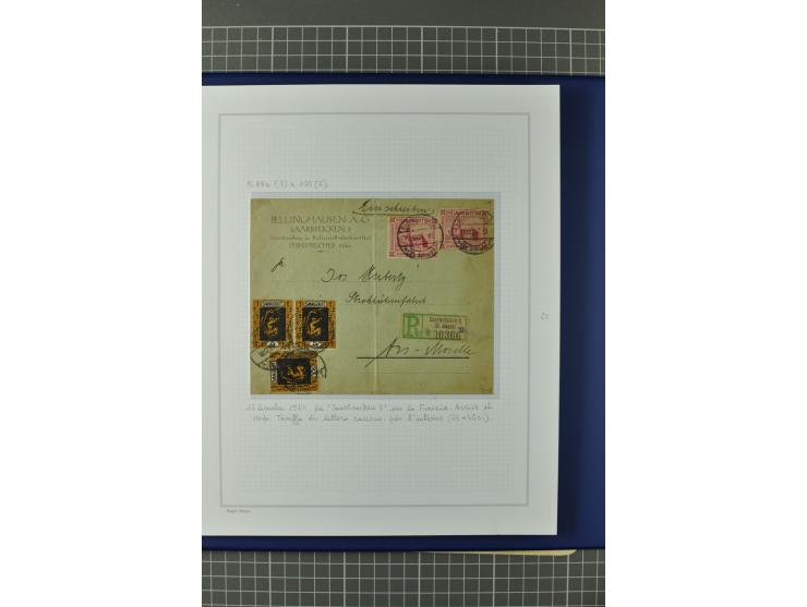 1921/34, Sammlung von über 250 Briefen und Karten in drei Alben, dabei Einzel und Mehrfachfrankaturen, Paketkarten, Wertbrief