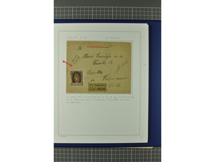 1921/34, Sammlung von über 250 Briefen und Karten in drei Alben, dabei Einzel und Mehrfachfrankaturen, Paketkarten, Wertbrief