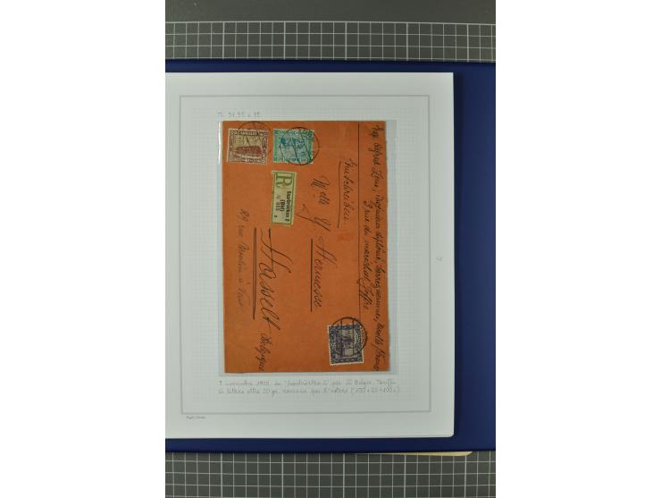1921/34, Sammlung von über 250 Briefen und Karten in drei Alben, dabei Einzel und Mehrfachfrankaturen, Paketkarten, Wertbrief