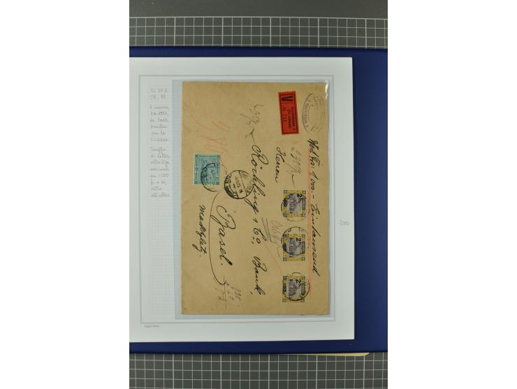 1921/34, Sammlung von über 250 Briefen und Karten in drei Alben, dabei Einzel und Mehrfachfrankaturen, Paketkarten, Wertbrief