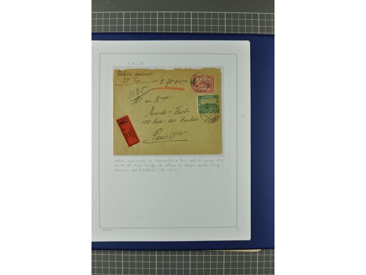 1921/34, Sammlung von über 250 Briefen und Karten in drei Alben, dabei Einzel und Mehrfachfrankaturen, Paketkarten, Wertbrief