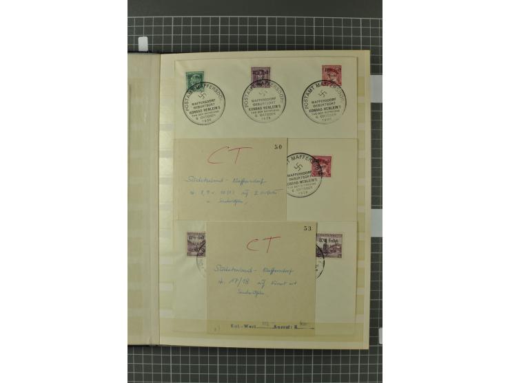 1938, Asch, Karlsbade, Reichenberg-Maffersdorf und Rumburg, hochinteressante ungebrauchte/postfrische und gestempelte Partie,
