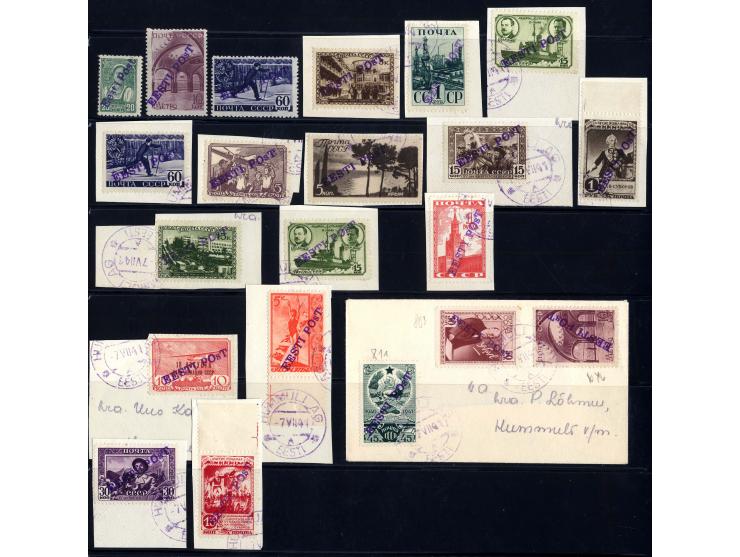 HUMMULI: 1941, kleine Partie von 15 Briefstücken und drei ungebrauchten Werten