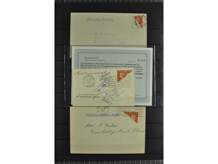 1940/43, postfrische und gestempelte Sammlung, dabei verschiedene Farben und Papierarten, Bogenteile und Einheiten, Randstück