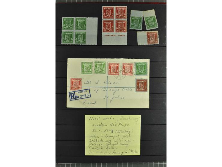 1940/43, postfrische und gestempelte Sammlung, dabei verschiedene Farben und Papierarten, Bogenteile und Einheiten, Randstück