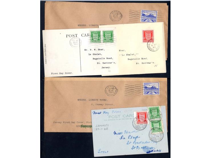 1940/42, kleine ungebrauchte/postfrische und gestempelte Sammlung mit 12 Briefen bzw. Karten, dabei u.a. GB Mi.-Nr. 218 11x h