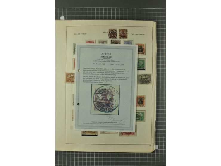 1914/45, Abstimmungsgebiete, Besetzung I. WK. und II. WK, vorwiegend gestempelte Sammlung ab Allenstein mit u.a. Mi.-Nr. 11 I