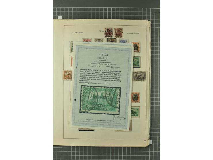1914/45, Abstimmungsgebiete, Besetzung I. WK. und II. WK, vorwiegend gestempelte Sammlung ab Allenstein mit u.a. Mi.-Nr. 11 I