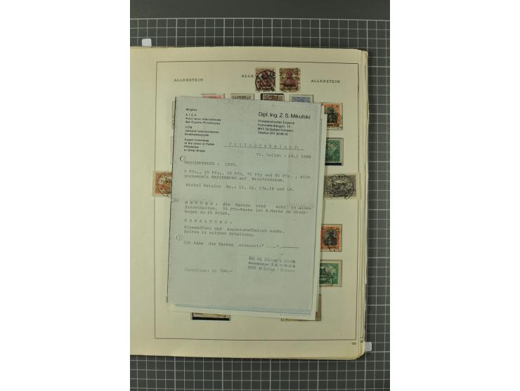 1914/45, Abstimmungsgebiete, Besetzung I. WK. und II. WK, vorwiegend gestempelte Sammlung ab Allenstein mit u.a. Mi.-Nr. 11 I