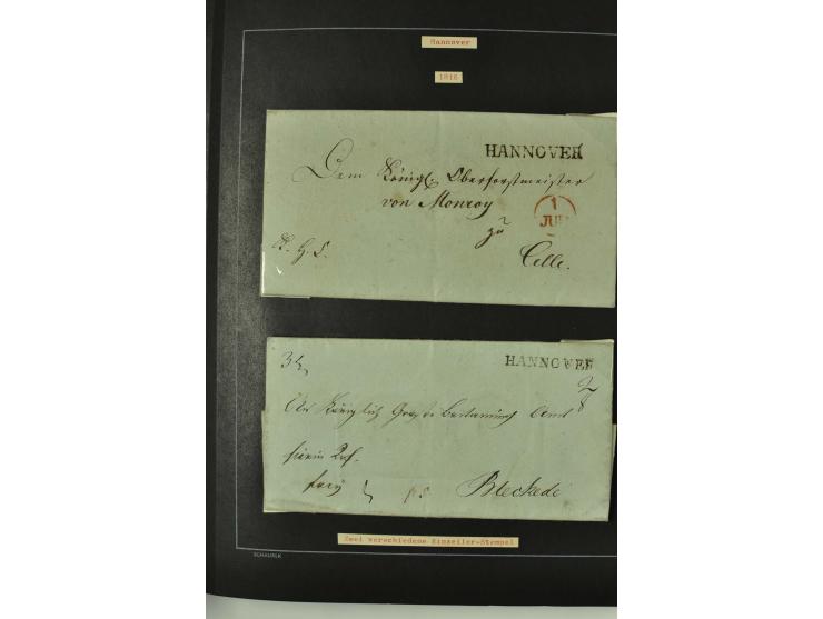 1790/1900 (ca.), ungewöhnliche 3bändige Sammlung, nach Orten aufgebaut, meist Vorphila und Privatpost mit einigen besseren Be