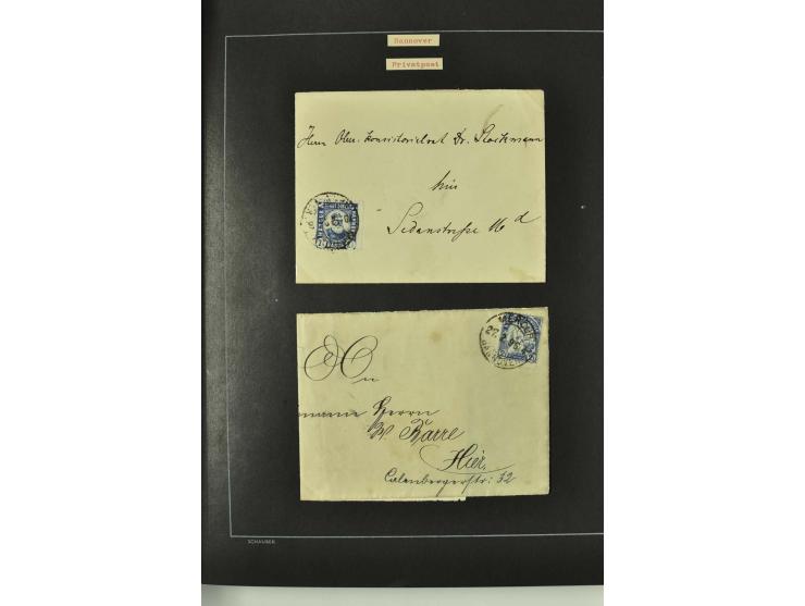 1790/1900 (ca.), ungewöhnliche 3bändige Sammlung, nach Orten aufgebaut, meist Vorphila und Privatpost mit einigen besseren Be