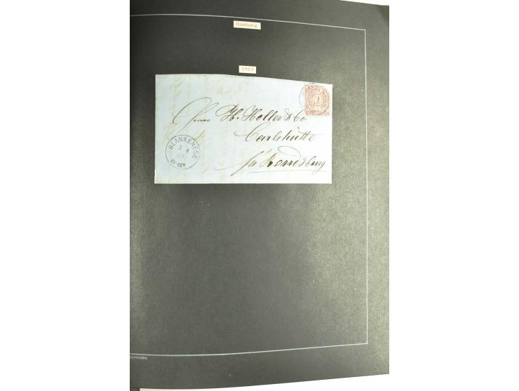 1790/1900 (ca.), ungewöhnliche 3bändige Sammlung, nach Orten aufgebaut, meist Vorphila und Privatpost mit einigen besseren Be