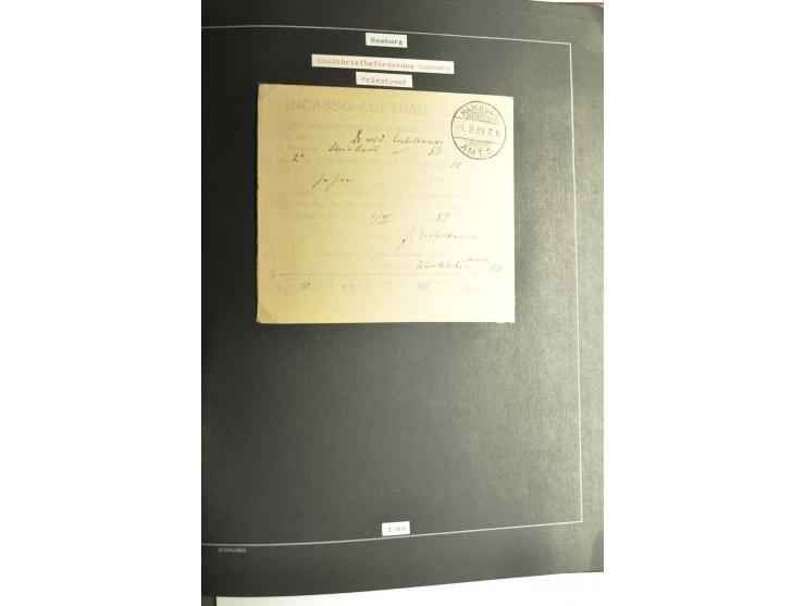 1790/1900 (ca.), ungewöhnliche 3bändige Sammlung, nach Orten aufgebaut, meist Vorphila und Privatpost mit einigen besseren Be