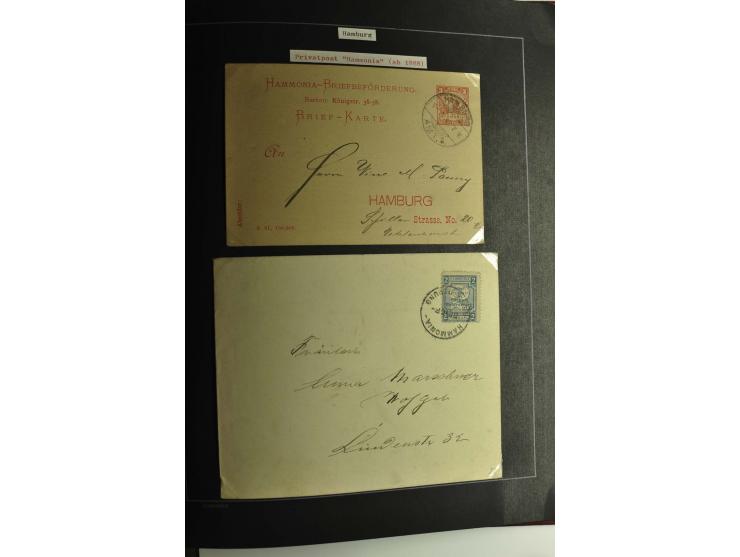 1790/1900 (ca.), ungewöhnliche 3bändige Sammlung, nach Orten aufgebaut, meist Vorphila und Privatpost mit einigen besseren Be