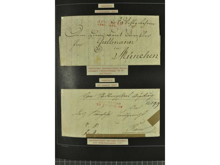 1790/1900 (ca.), ungewöhnliche 3bändige Sammlung, nach Orten aufgebaut, meist Vorphila und Privatpost mit einigen besseren Be